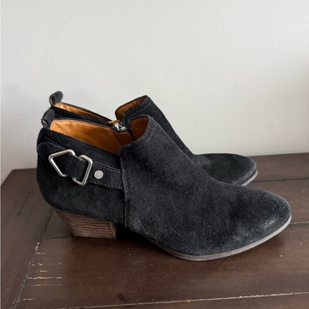 SARTO Franco Sarto Black Suede Buckle Ankle Boots Women’s